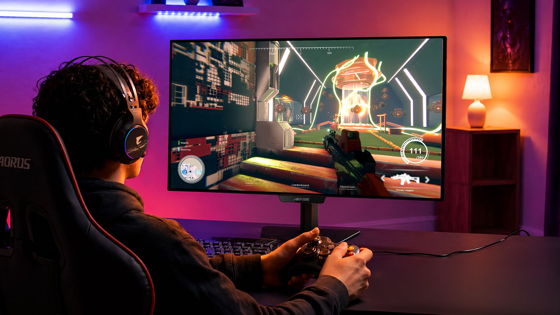 Aorus Elite FO27Q28G: monitor OLED 280Hz com IA revolucionário 1 Monitor Aorus Elite FO27Q28G com tela OLED 2K 280Hz e design sem bordas