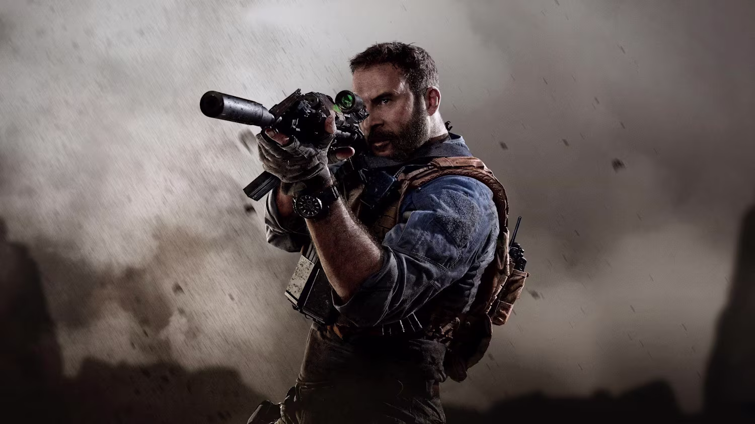 Soldado equipado com rifle de assalto em Call of Duty: Modern Warfare 4