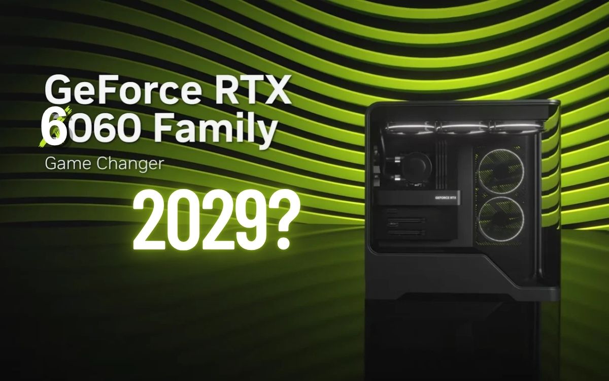 NVIDIA RTX 6060 pode chegar só em 2029 e ser mais fraca que o PS6 1 Placa de vídeo NVIDIA em destaque com iluminação em laboratório de tecnologia